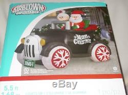 NEW Mr. & Mrs. Claus Antique Car Lighted Christmas Inflatable Airblown- RARE