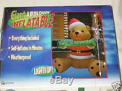 NEW RARE 7' Tall Gemmy Teddy Bear Lighted Christmas Airblown Inflatable Blow-up