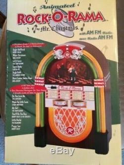 NEW RARE Mr Christmas Lighted Juke Box Dancers 50's Radio & 12 Tune Music Box