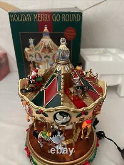 NEW Vintage Christmas Xmas Holiday MERRY GO ROUND Lighted, Animated & Musical