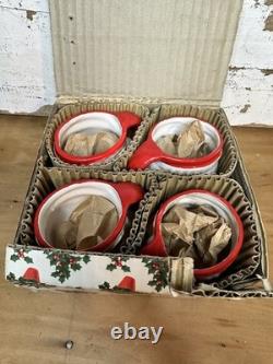 NIB 1960 Howard Holt Set Of 4 Mini Winking Santa Mugs