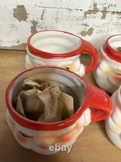 NIB 1960 Howard Holt Set Of 4 Mini Winking Santa Mugs