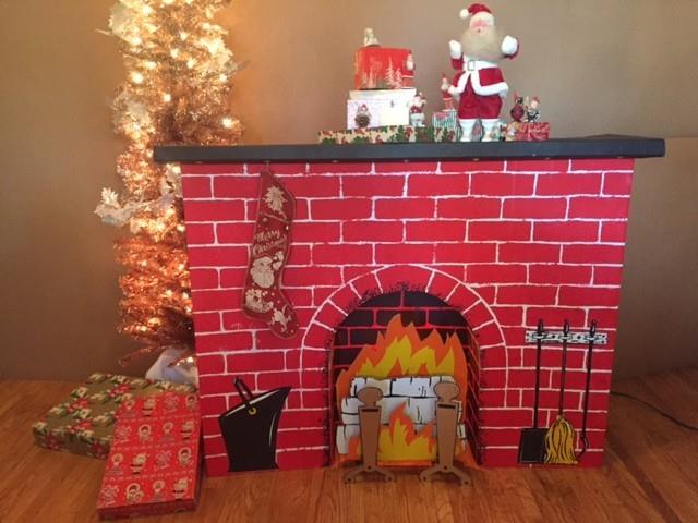 Nib Christmas Life Size Cardboard Fireplace 50 X 38 X 10 Easy Assembly W Lite