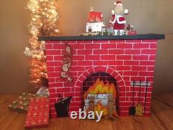 NIB Christmas Life Size Cardboard Fireplace 50 x 38 x 10 Easy Assembly w Lite