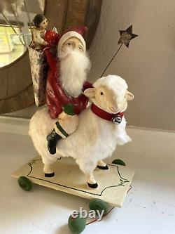 NICOL SAYRE CHRISTMAS PRIMITIVE SANTA With SHEEP RETIRED 2007