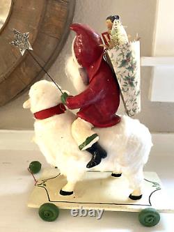 NICOL SAYRE CHRISTMAS PRIMITIVE SANTA With SHEEP RETIRED 2007