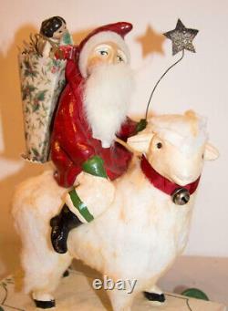 NICOL SAYRE CHRISTMAS PRIMITIVE SANTA With SHEEP RETIRED 2007