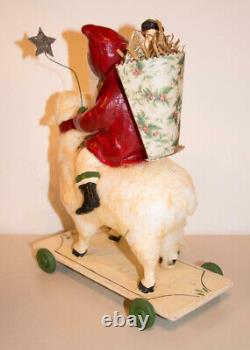 NICOL SAYRE CHRISTMAS PRIMITIVE SANTA With SHEEP RETIRED 2007