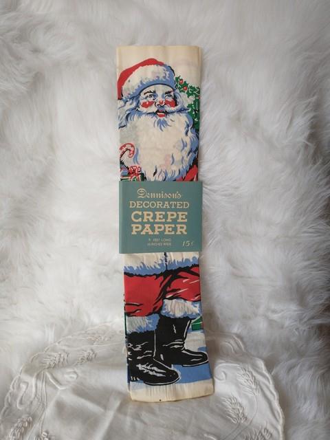 Nosrare Vintage 1920s Dennison Christmas Crepe Paper Banner Santa Toys Chimney