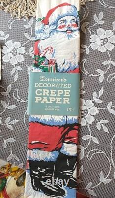 NOSRARE Vintage 1920s Dennison Christmas Crepe Paper Banner Santa Toys Chimney NOSRARE Vintage 1920s Dennison Christmas Crepe Paper Banner Santa Toys Chimney
