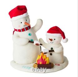 NWT Hallmark 2025 Roasting Marshmallows Tabletop Musical Singing Snowman Plush