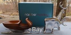 Nambe Holiday Set Sleigh and Two Reindeer Figurines New in Box