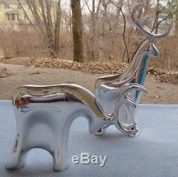 Nambe Holiday Set Sleigh and Two Reindeer Figurines New in Box