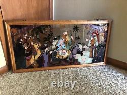 Nativity Christmas Religious Large Wood Frame Panel Suncatcher AS IS READ PLEASE