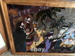 Nativity Christmas Religious Large Wood Frame Panel Suncatcher AS IS READ PLEASE