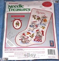 Needle Treasures MERRY NICE MICE Stocking Crewel Stitchery Christmas Kit