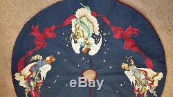 Neiman Marcus Woollen Needlepoint Christmas Tree Skirt Angels 41 x 41 Wool