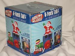 New-8' RARE Gemmy Lighted Colorful Christmas Santa Trian Airblown Inflatable