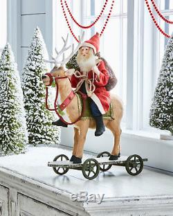 New Bethany Lowe Vintage Style Santa Riding Reindeer Figure