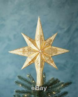 New Christopher Radko Champagne Stellar Glass Christmas Tree Topper Finial