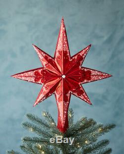 New Christopher Radko Ruby Stellar Glass Christmas Tree Topper Finial