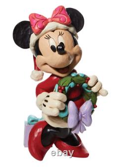 New Disney Jim Shore 17 Minnie Mouse Season's Greetings Holding Wreath