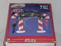 New Gemmy Christmas Airblown Inflatable 9ft Happy Holidays! Candy cane Archway