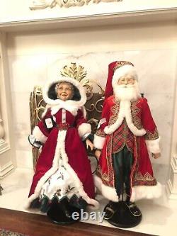 New Katherine's Collection Snow Day Mr. & Mrs. Santa Claus 32 Doll SET