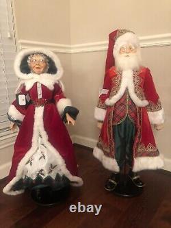 New Katherine's Collection Snow Day Mr. & Mrs. Santa Claus 32 Doll SET