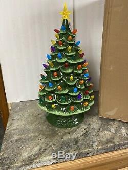 New Mr Christmas 24 Large Nostalgic Ceramic Lighted Christmas Tree WithStar &bulb