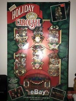 New Mr Christmas Lighted Circus Animal Holiday Carousel Music Ornament Carols