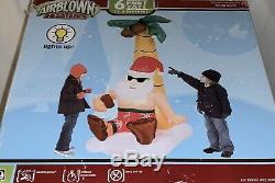New Rare Gemmy Christmas Airblown Inflatable 7ft Santa At Beach Scene