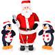 Nib 2006 Gemmy Animated Life Like 3 Piece Singing Dancing Band Santa & Penguins