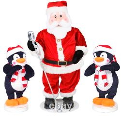 Nib 2006 Gemmy Animated Life Like 3 Piece Singing Dancing Band Santa & Penguins