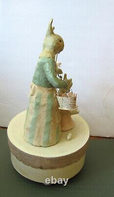 Nicole Sayre Spring Bunny Music Box (your Easter Bonnet) Folk Art