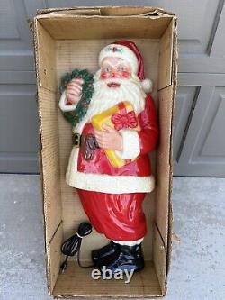 Noma Vintage 2.5' Very Nice Full Color Plastic Illuminated Santa Claus W OG Box