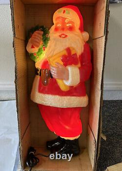 Noma Vintage 2.5' Very Nice Full Color Plastic Illuminated Santa Claus W OG Box