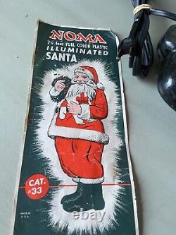 Noma vintage 2 1/2 foot full color plastic illuminated santa claus christmas