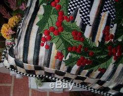 Nwt Very Rare Retired Mackenzie Childs 16 Mistletoe Courtly Check Xmas Pillow