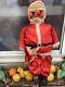 Old Christmas St. Nickoilcloth/ Canvas Santa Claus Light Up Eyes! Works! 23