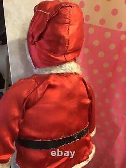 Old Christmas St. NickoilCloth/ Canvas Santa Claus Light Up Eyes! Works! 23
