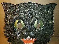Old Vintage Halloween Cardboard Black Cat Face German Germany 1920's 1930's