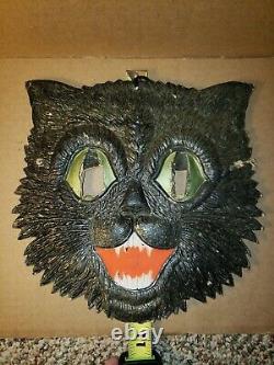 Old Vintage Halloween Cardboard Black Cat Face German Germany 1920's 1930's