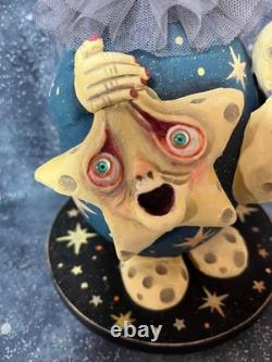 Ooak Halloween Paper Mache Paper Clay Moon mamma #63, Jenny Salsini Ooak Halloween Paper Mache Paper Clay Moon mamma #63, Jenny Salsini