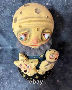 Ooak Halloween Paper Mache Paper Clay Moon mamma #63, Jenny Salsini Ooak Halloween Paper Mache Paper Clay Moon mamma #63, Jenny Salsini