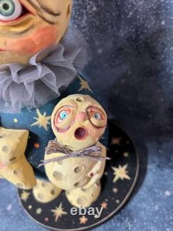 Ooak Halloween Paper Mache Paper Clay Moon mamma #63, Jenny Salsini Ooak Halloween Paper Mache Paper Clay Moon mamma #63, Jenny Salsini