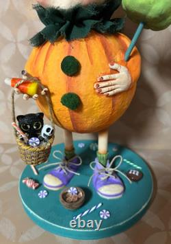 Ooak Paper Mache Halloween Baby in Pumpkin Costume #57 Jenny Salsini