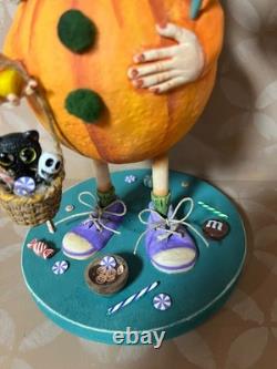 Ooak Paper Mache Halloween Baby in Pumpkin Costume #57 Jenny Salsini