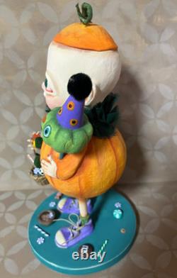 Ooak Paper Mache Halloween Baby in Pumpkin Costume #57 Jenny Salsini
