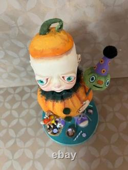 Ooak Paper Mache Halloween Baby in Pumpkin Costume #57 Jenny Salsini